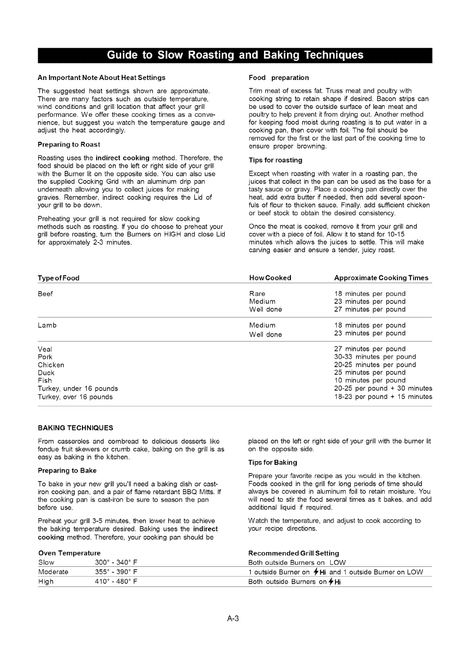 Guide to slow roasting and baking techniques, An important note about heat settings, Preparing to roast | Food preparation, Tips for roasting, Baking techniques, Preparing to bake, Tips for baking | Kenmore 141.16315800 User Manual | Page 25 / 64