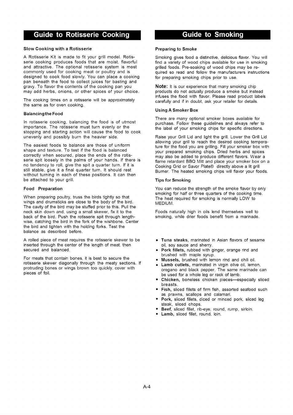 Guide to rôtisserie cooking, Slow cooking with a rôtisserie, Salancingthe food | Food preparation, Preparing to smoke, Using a smoker box, Tips for smoking, Guide to rôtisserie cooking guide to smoking | Kenmore 141.16315800 User Manual | Page 26 / 64