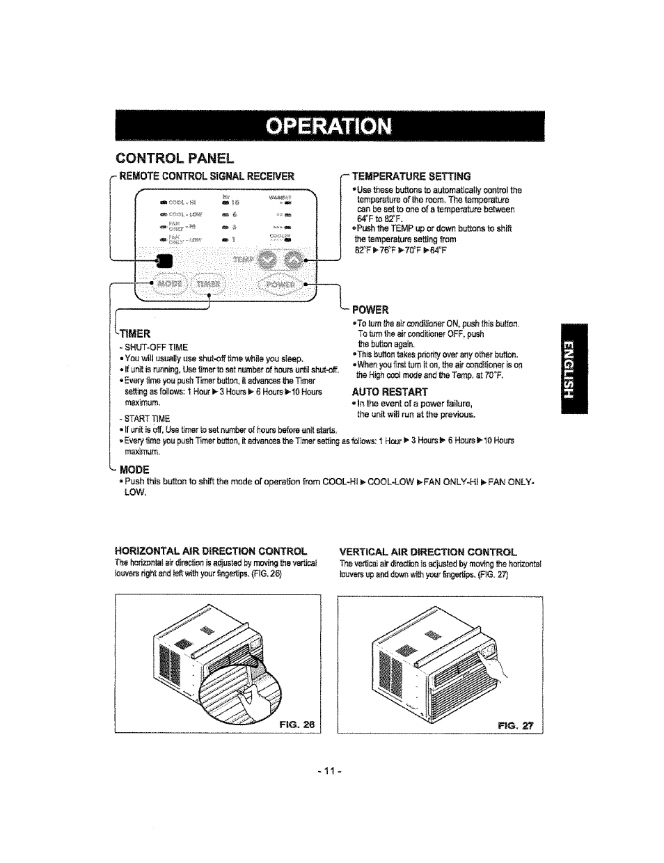 Control panel, Operation | Kenmore 580.76100 User Manual | Page 11 / 32