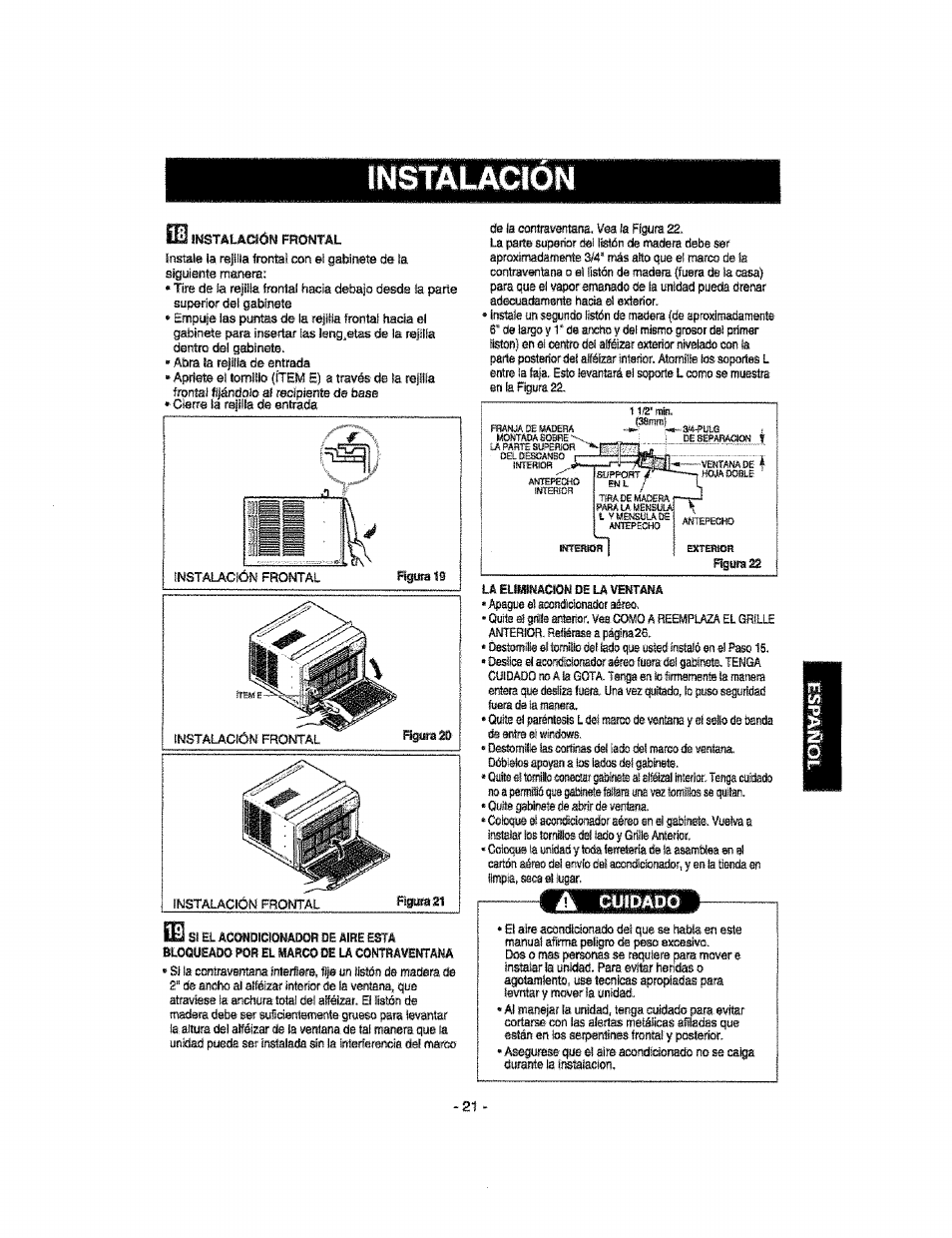 A cutdado, Instalacion, Li i | Kenmore 580.76100 User Manual | Page 21 / 32