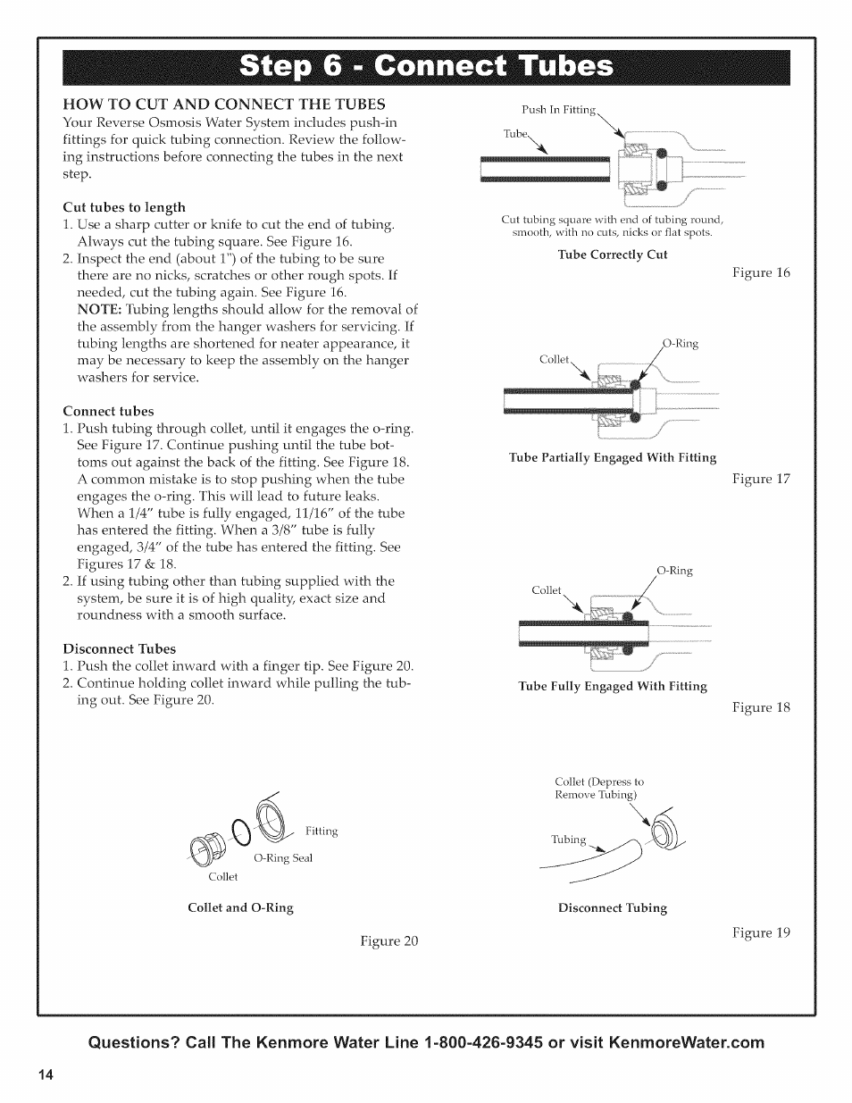 Step 6 - connect tubes, Cut tubes to length, Connect tubes | Disconnect tubes, Step 6-connect tubes -15 | Kenmore ULTRAFILTER 650 625.38556 User Manual | Page 14 / 28