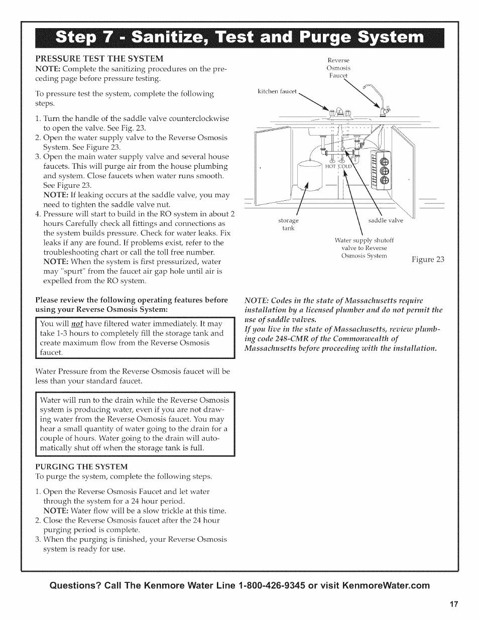 Ze, test and purge system, Step 7 - ze, test and purge system | Kenmore ULTRAFILTER 650 625.38556 User Manual | Page 17 / 28