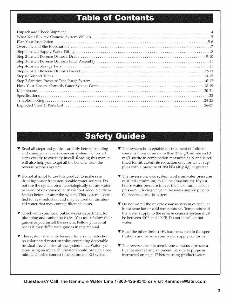 Kenmore ULTRAFILTER 650 625.38556 User Manual | Page 3 / 28