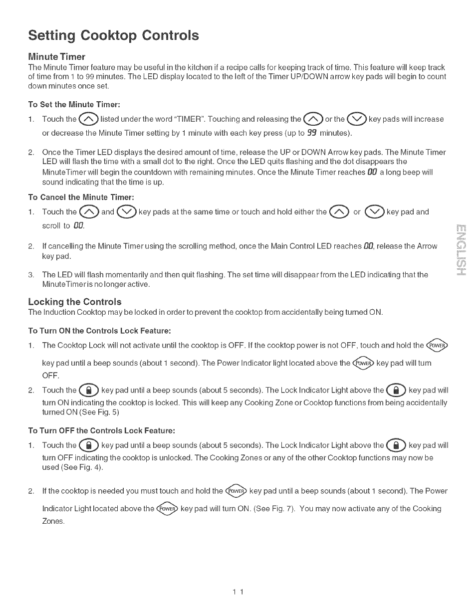 Setting cooktop controls | Kenmore ELITE 790.428 User Manual | Page 11 / 18