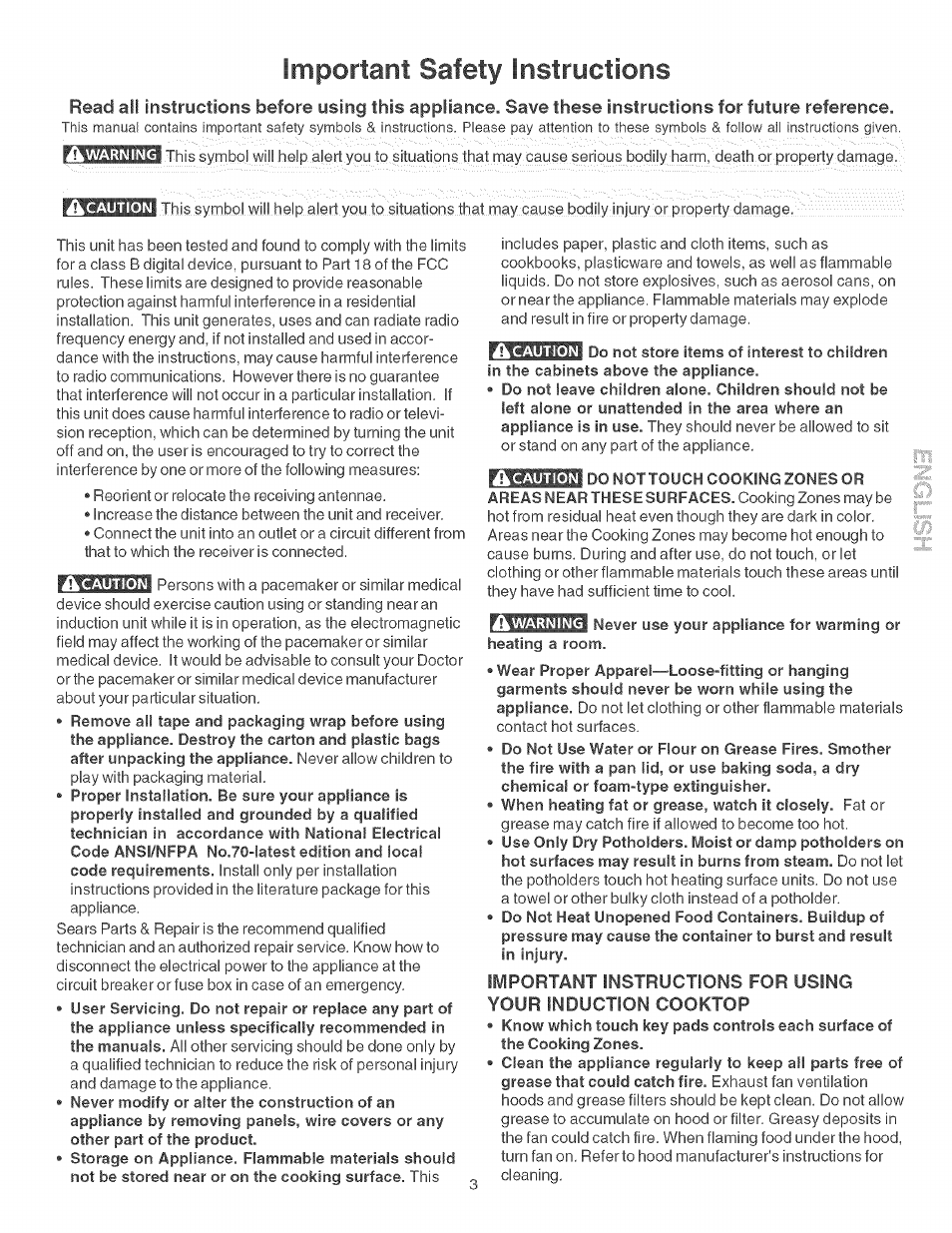 Important safety instructions | Kenmore ELITE 790.428 User Manual | Page 3 / 18