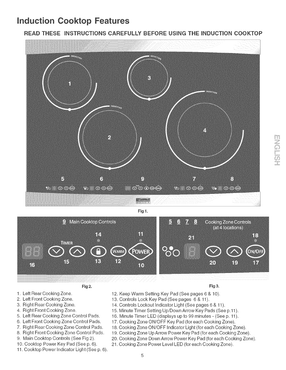 Induction cooktop features | Kenmore ELITE 790.428 User Manual | Page 5 / 18