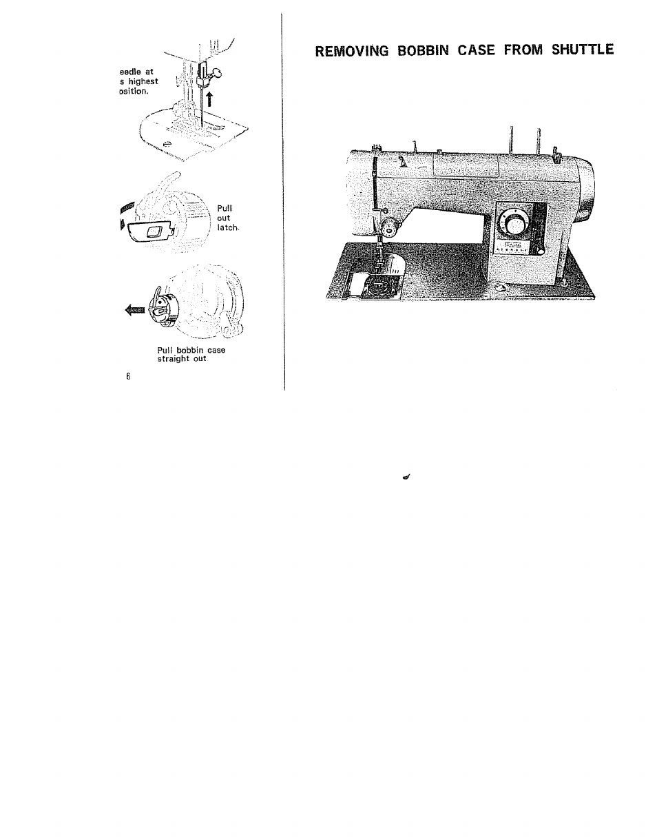 Removing bobbin case from shuttle | Kenmore 15/I649 User Manual | Page 6 / 36