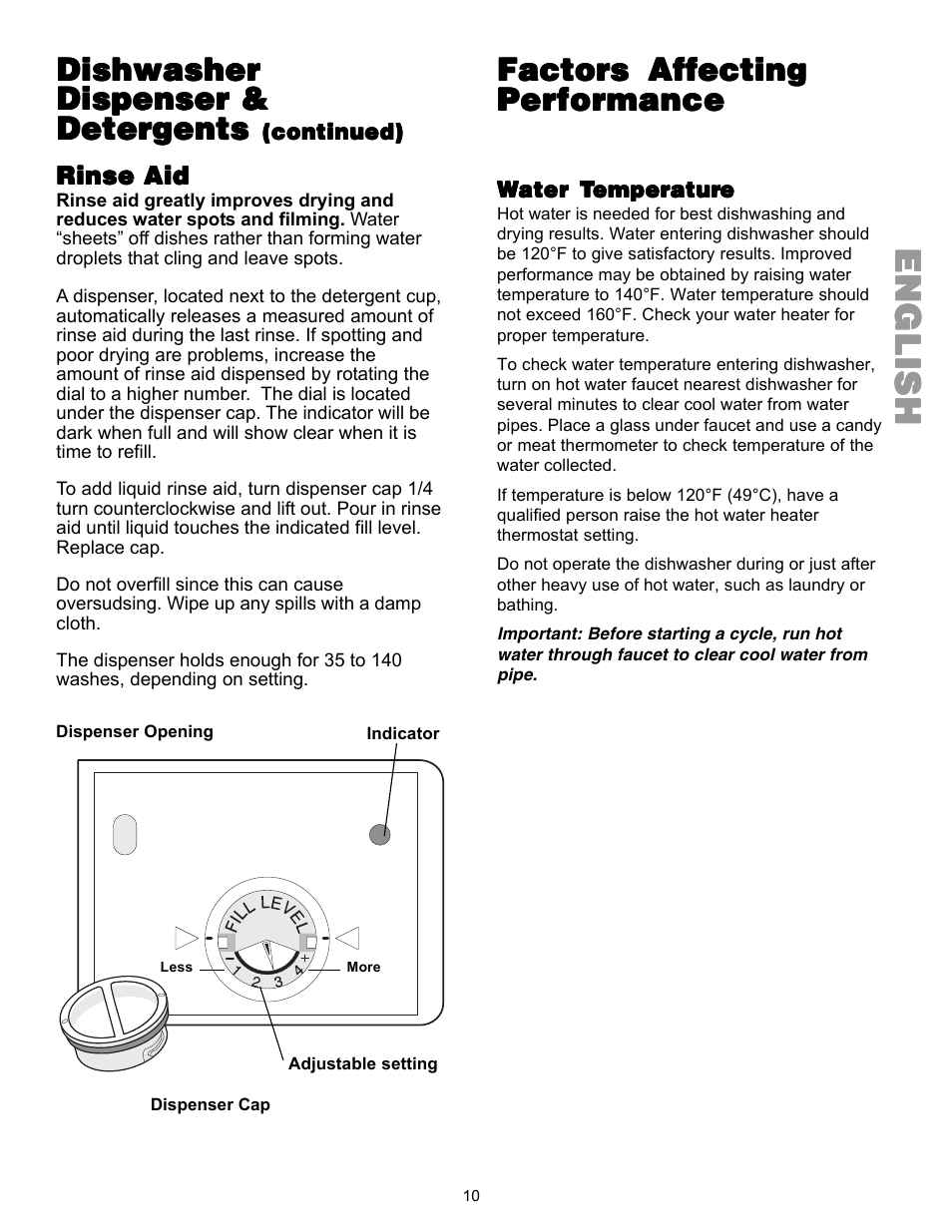 Englishenglishenglishenglishenglish, Factors affecting, Dishwasher | Kenmore 587.144 User Manual | Page 10 / 44