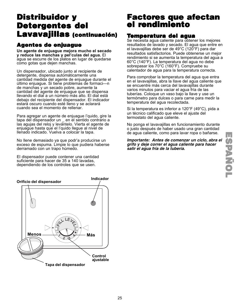 Espespespespesp añolañolañolañolañol, Factor, Distribuidor y | Kenmore 587.144 User Manual | Page 25 / 44