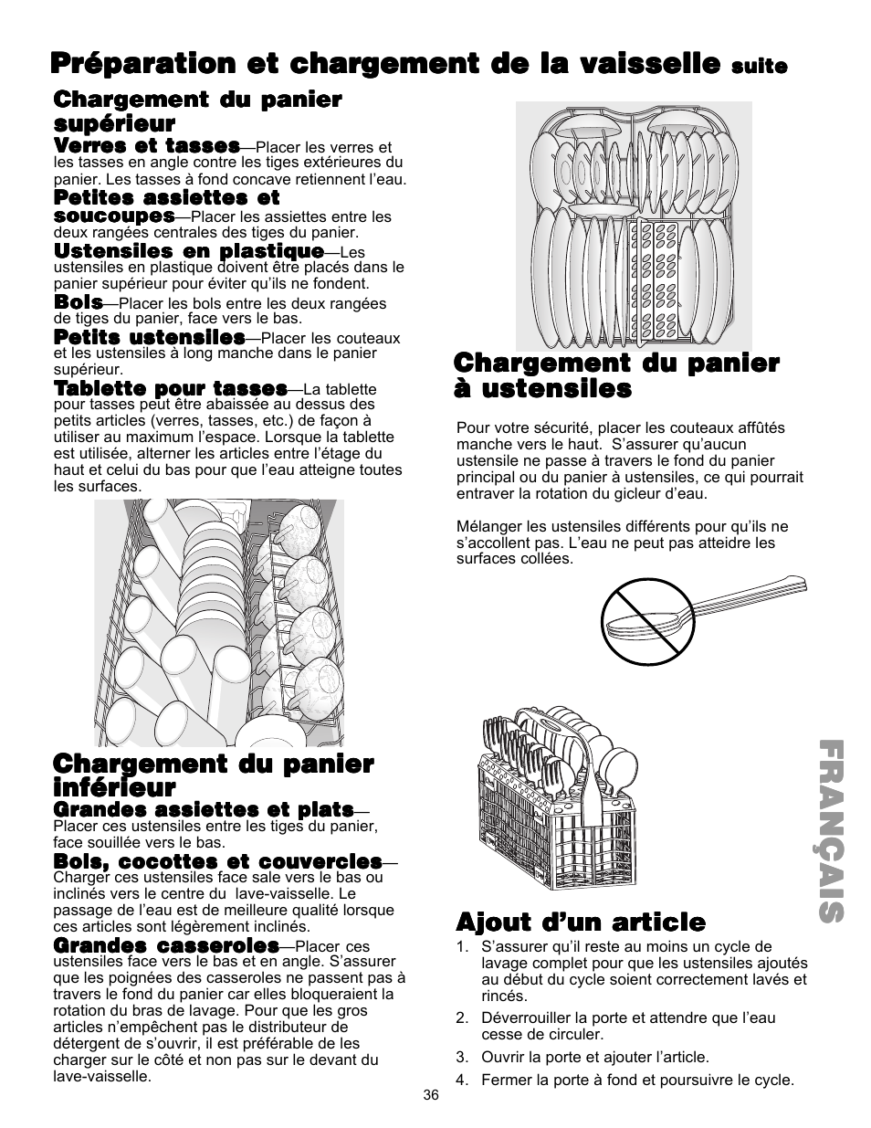 Françaisfrançaisfrançaisfrançaisfrançais, Préparation et char, Char | Ajout d’un ar | Kenmore 587.144 User Manual | Page 36 / 44