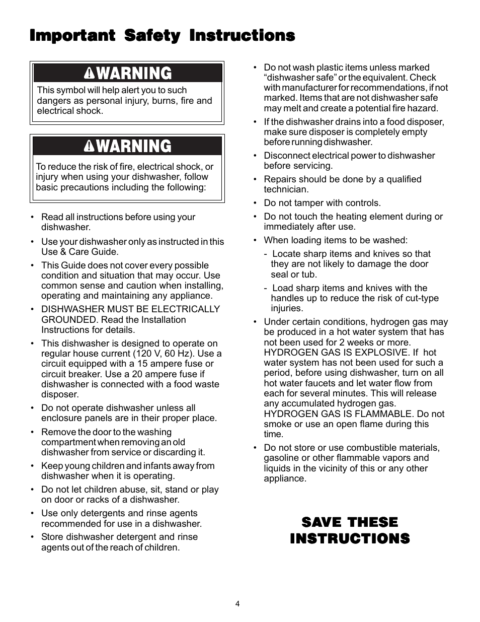 Important safety instructions | Kenmore 587.144 User Manual | Page 4 / 44