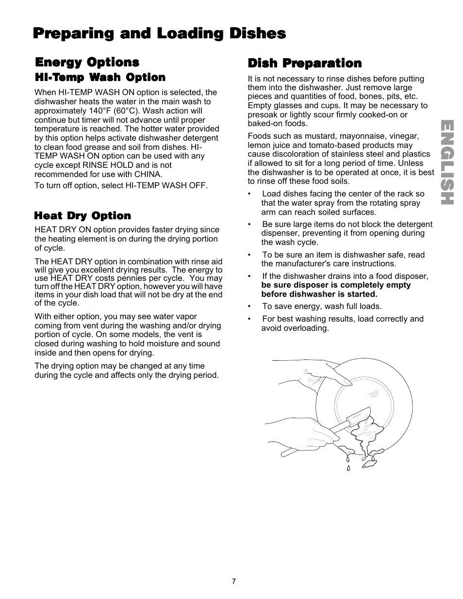 Englishenglishenglishenglishenglish, Dish pr, Energy options | Kenmore 587.144 User Manual | Page 7 / 44