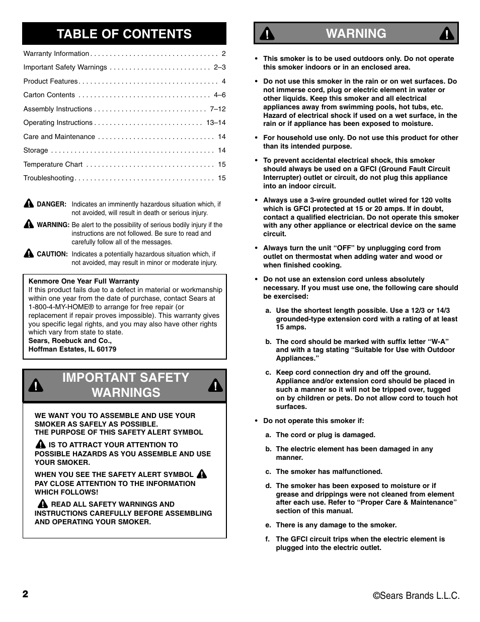 Kenmore 125.15885800 User Manual | Page 2 / 30