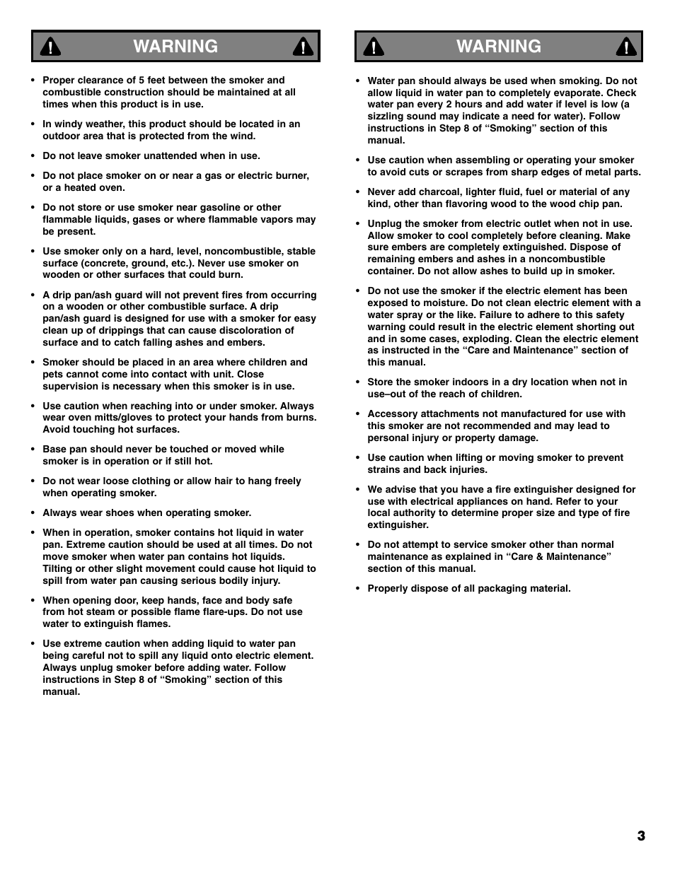 Warning | Kenmore 125.15885800 User Manual | Page 3 / 30