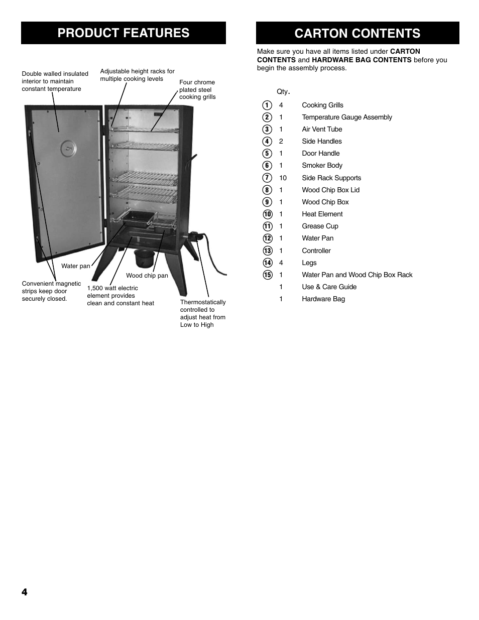 Carton contents, Product features | Kenmore 125.15885800 User Manual | Page 4 / 30