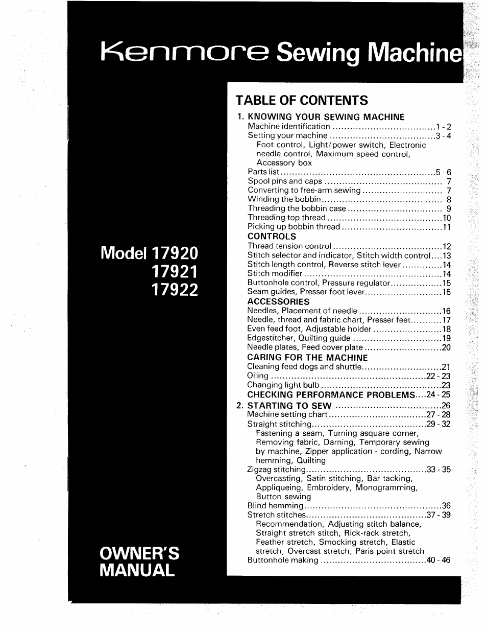 Kenmore 17922 User Manual | 48 pages