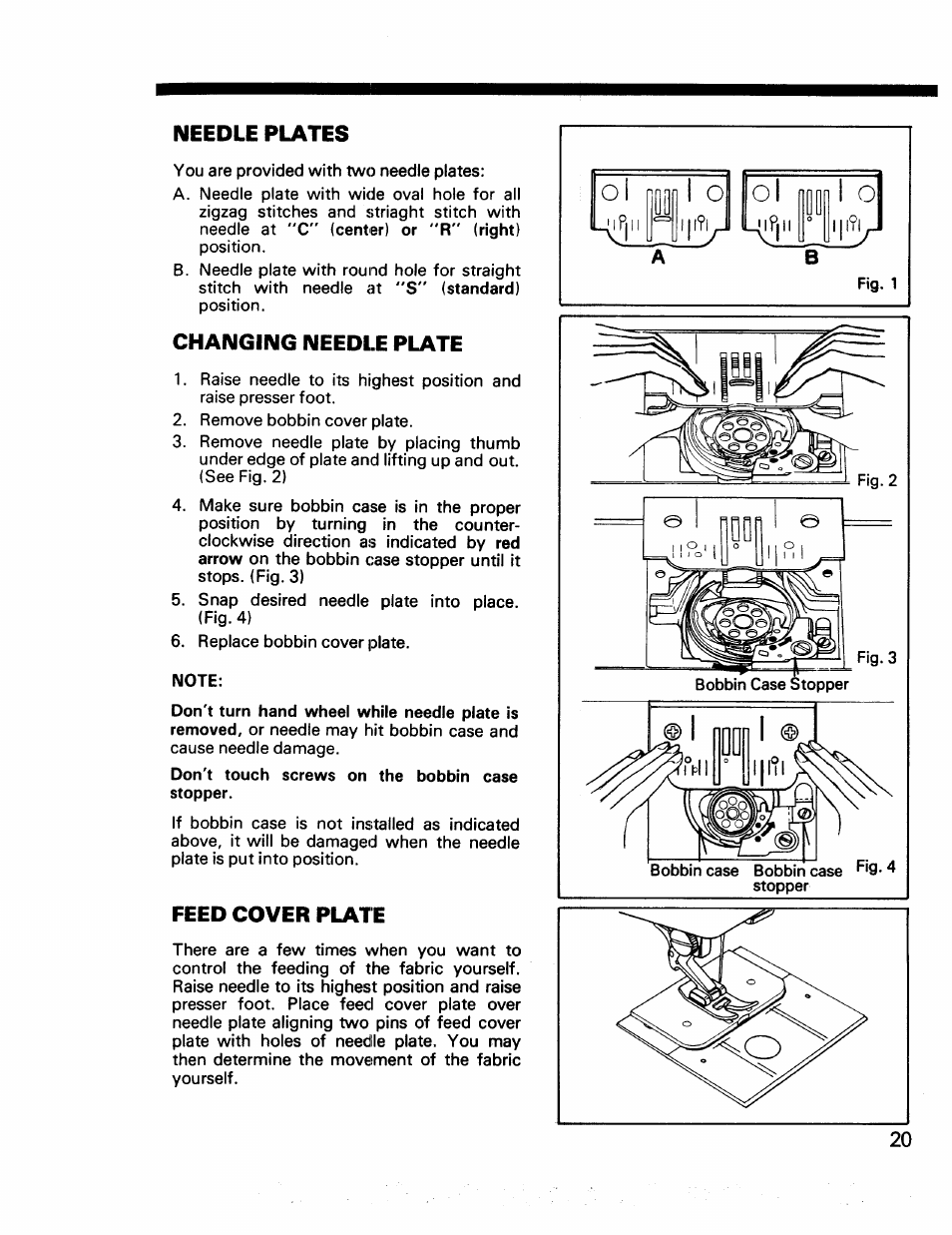 Needle plates, Changing needle plate, Feed cover plate | Kenmore 17922 User Manual | Page 21 / 48