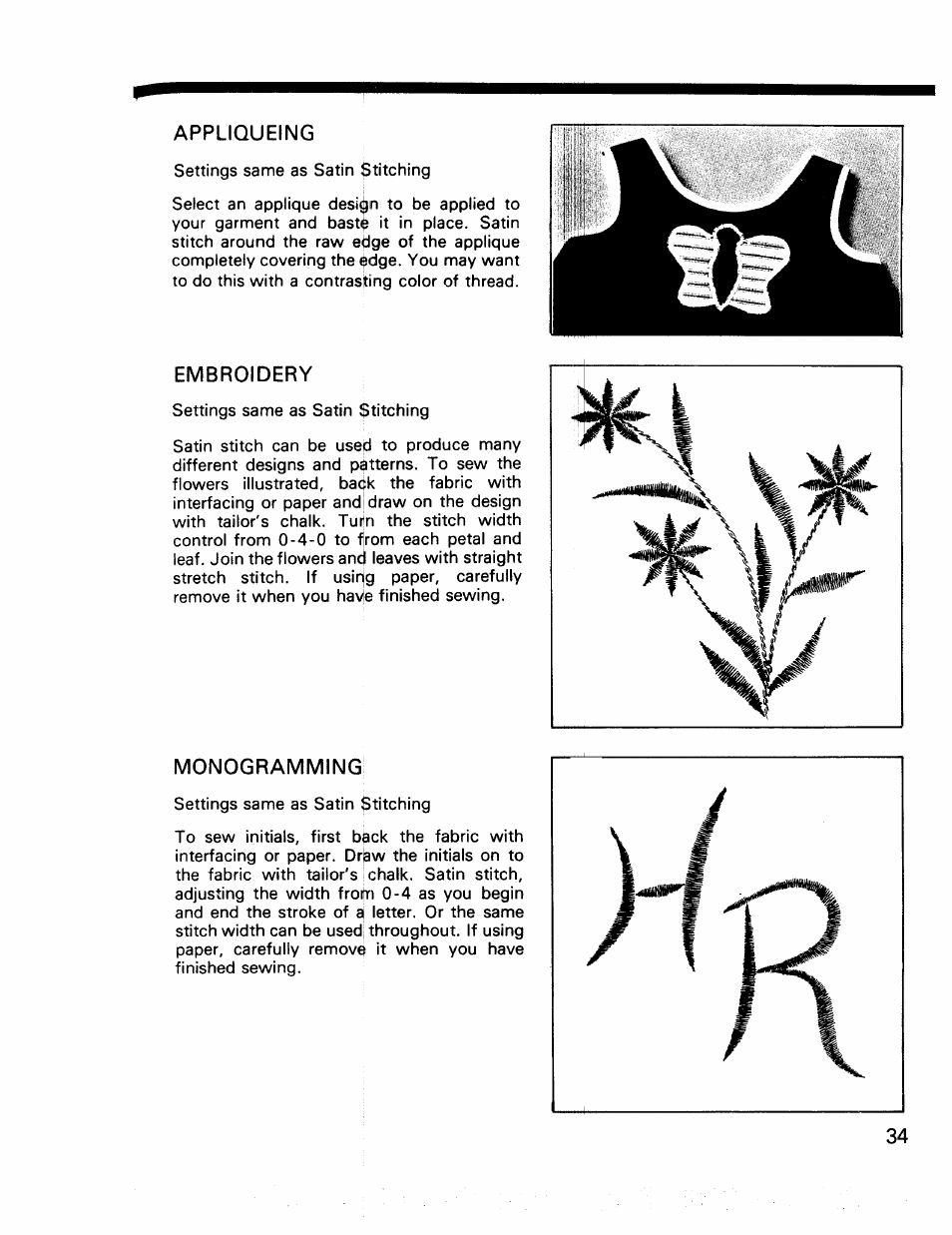 Appliqueing, Embroidery, Monogramming | Kenmore 17922 User Manual | Page 35 / 48