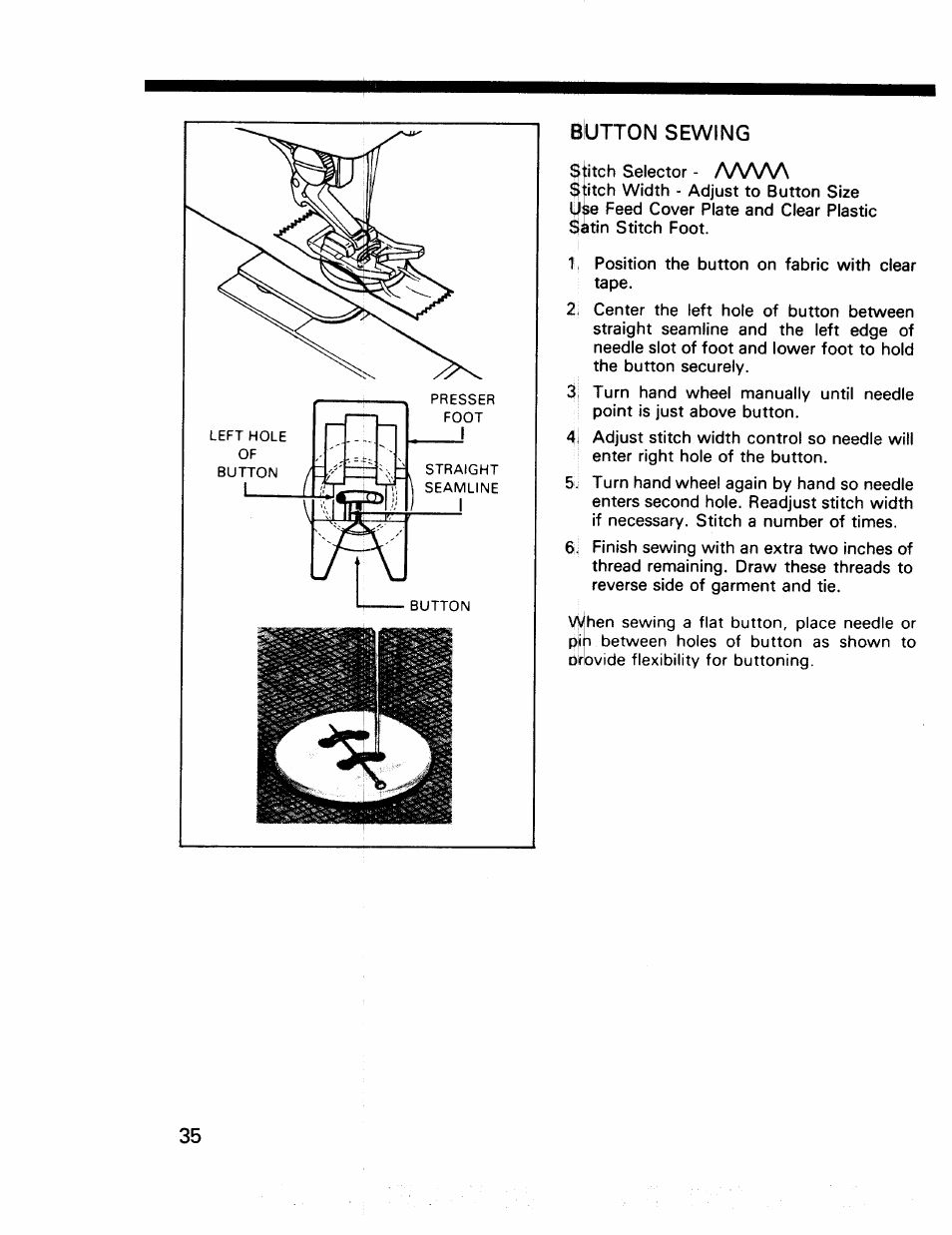 Button sewing | Kenmore 17922 User Manual | Page 36 / 48