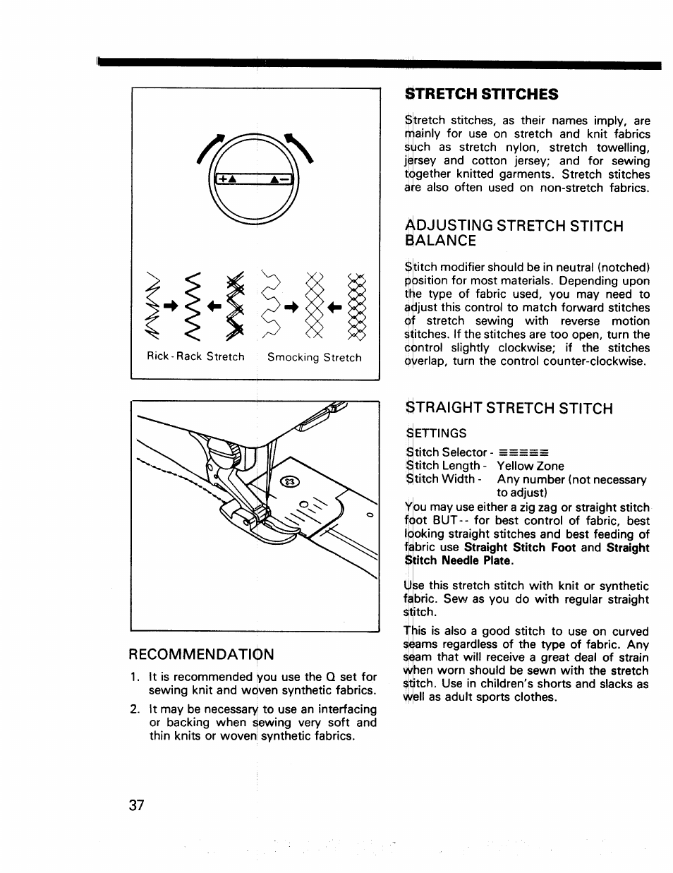 Adjusting stretch stitch balance | Kenmore 17922 User Manual | Page 38 / 48