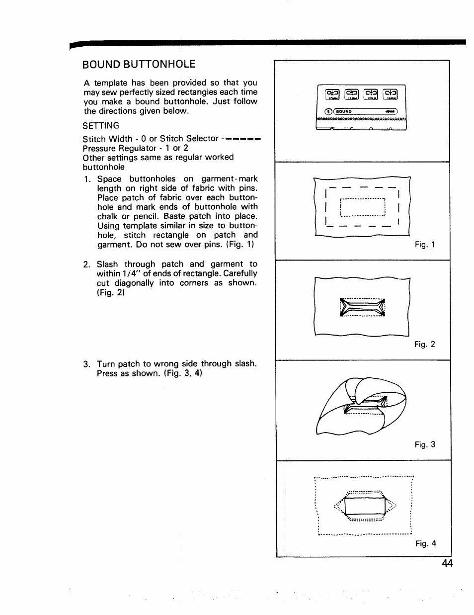 Bound buttonhole | Kenmore 17922 User Manual | Page 45 / 48