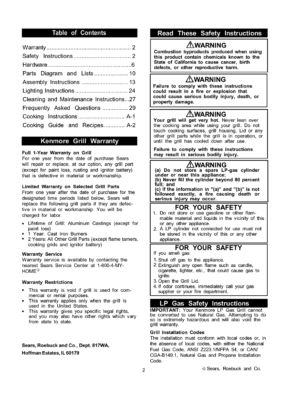 Kenmore 141.173373 User Manual | Page 2 / 43