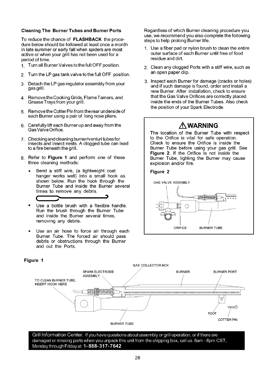 Cleaning the burner tubes and burner ports, Figure 1 | Kenmore 141.173373 User Manual | Page 28 / 43