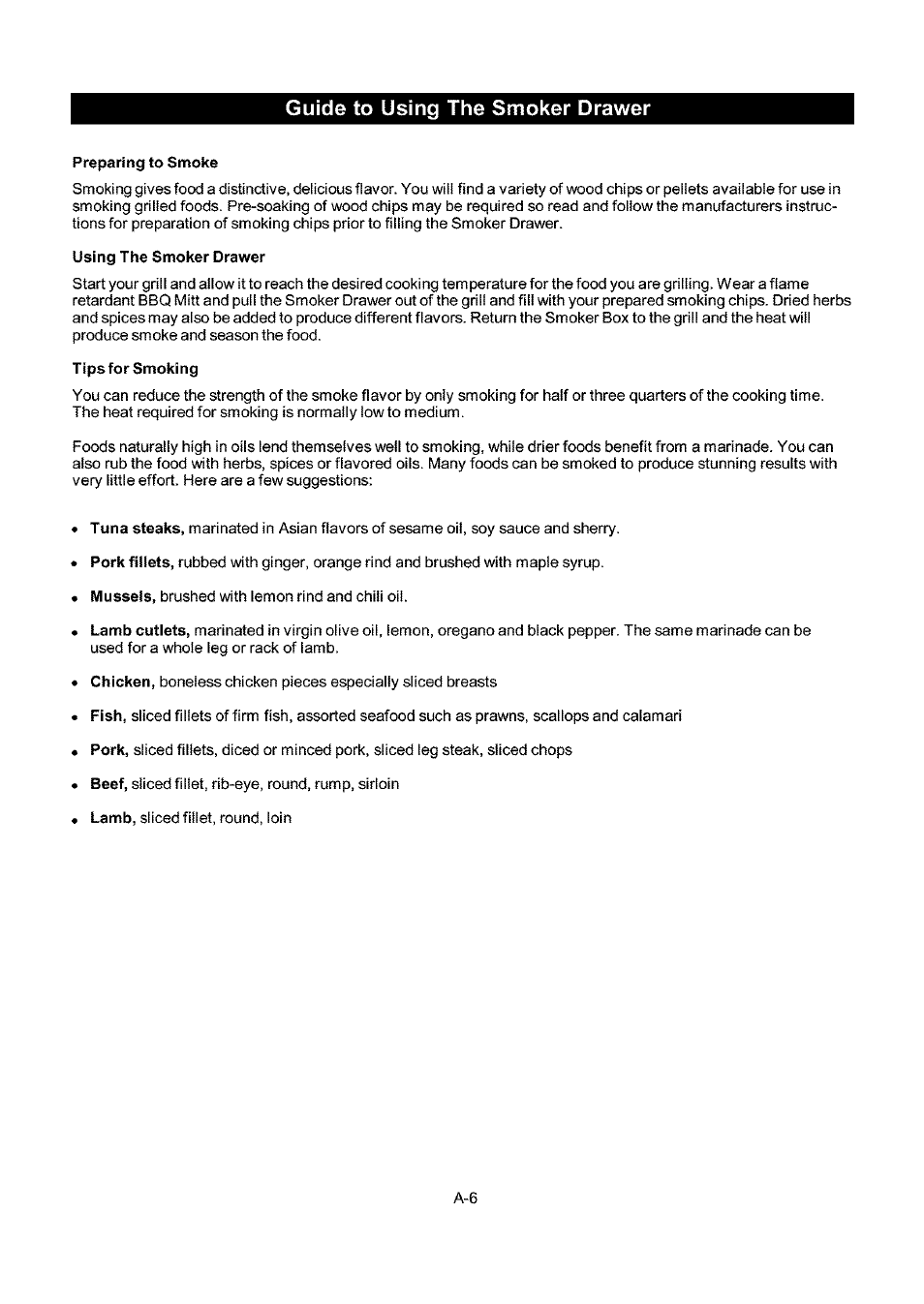 Guide to using the smoker drawer, Preparing to smoke, Using the smoker drawer | Tips for smoking | Kenmore 141.173373 User Manual | Page 35 / 43