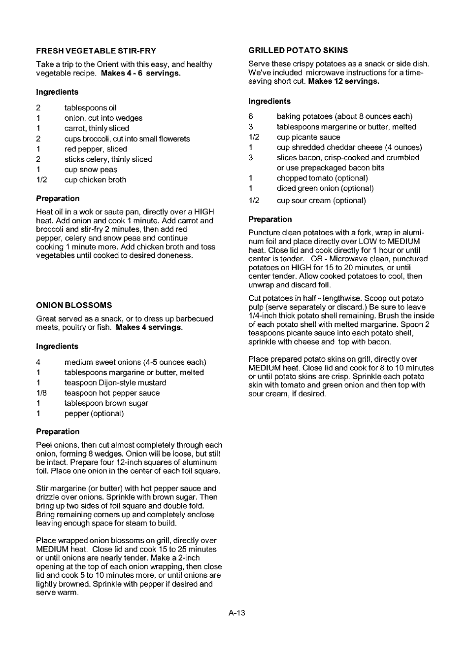 Ingredients, Preparation, Onion blossoms | Kenmore 141.173373 User Manual | Page 42 / 43