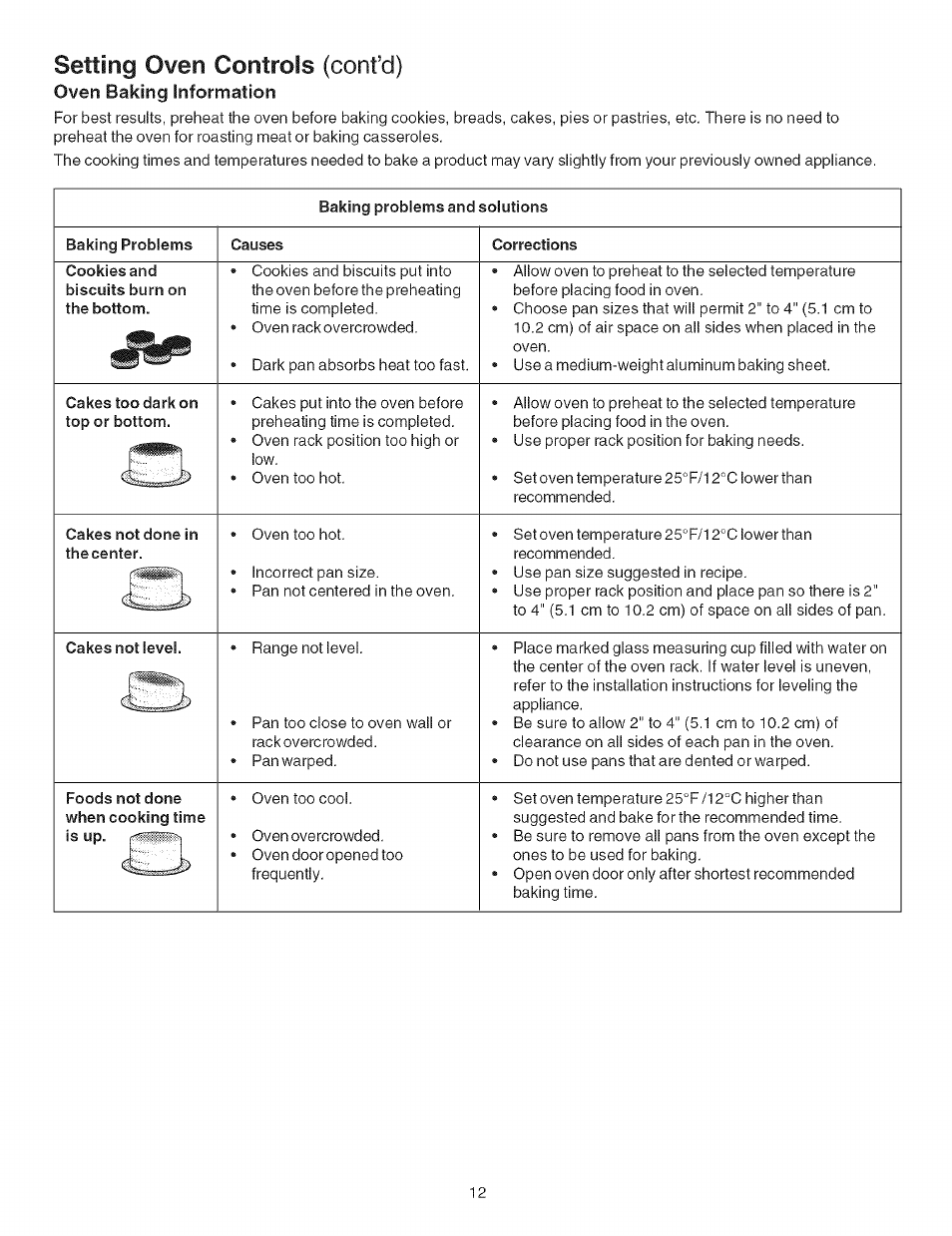 Oven baking information, Setting oven controls (confd) | Kenmore 790.4626 User Manual | Page 12 / 22