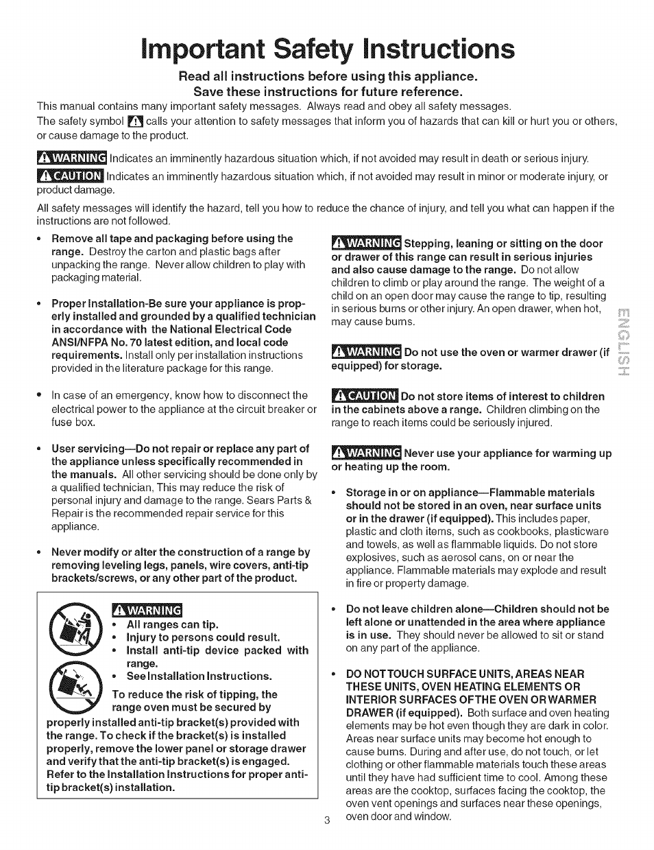 Save these instructions for future reference, Important safety instructions | Kenmore 790.4626 User Manual | Page 3 / 22