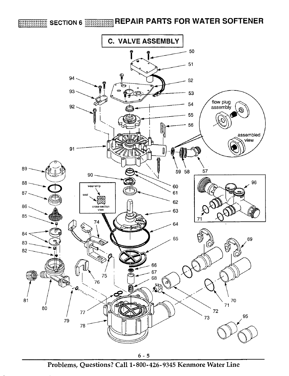 C. valve assembly, Repair parts for water softener | Kenmore ULTRASOFT 400 625.38845 User Manual | Page 34 / 36