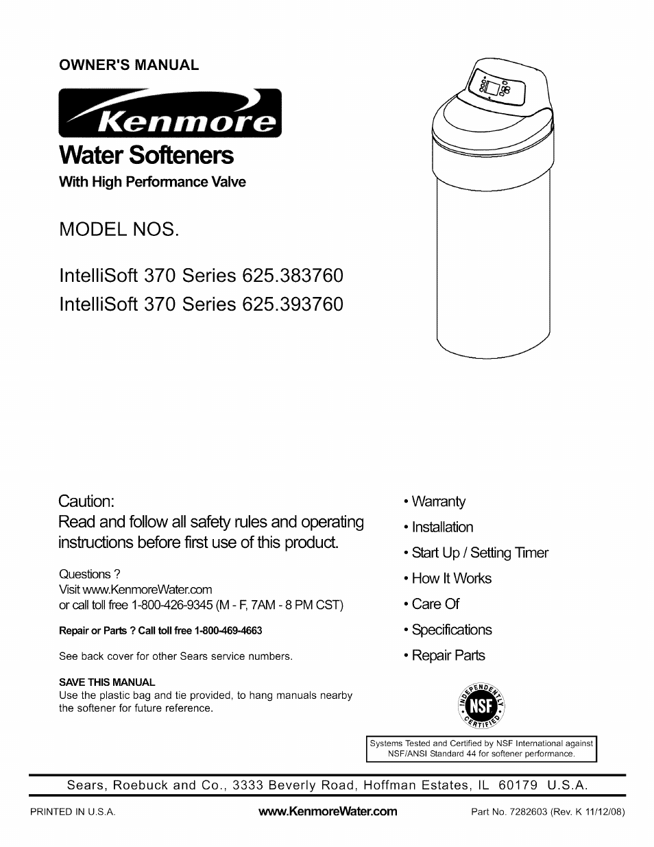 Kenmore INTELLISOFT 625.38376 User Manual | 48 pages