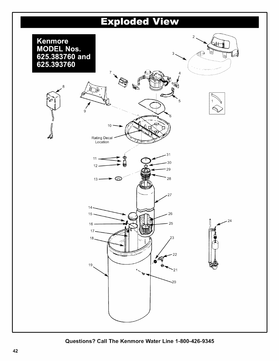 Exploded view | Kenmore INTELLISOFT 625.38376 User Manual | Page 42 / 48
