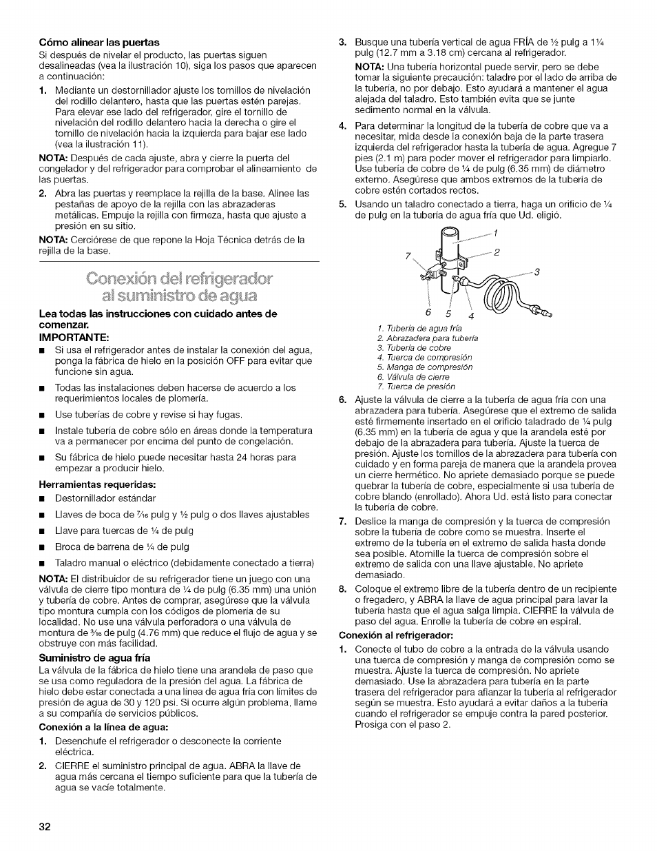 Cómo alinear las puertas, Importante, Cómo quitar la puerta | C***c | Kenmore 2205960 User Manual | Page 32 / 76