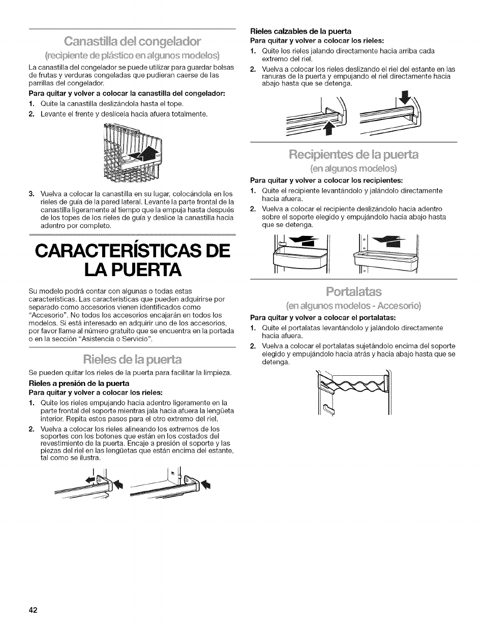 Características de la puerta | Kenmore 2205960 User Manual | Page 42 / 76