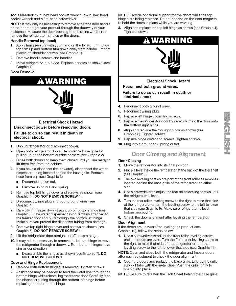 Warning | Kenmore 2205960 User Manual | Page 7 / 76