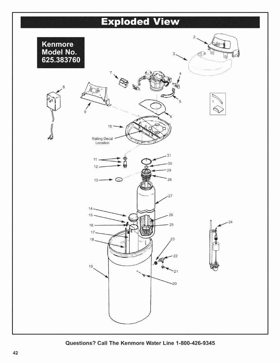 Exploded view | Kenmore 625.38376 User Manual | Page 42 / 48