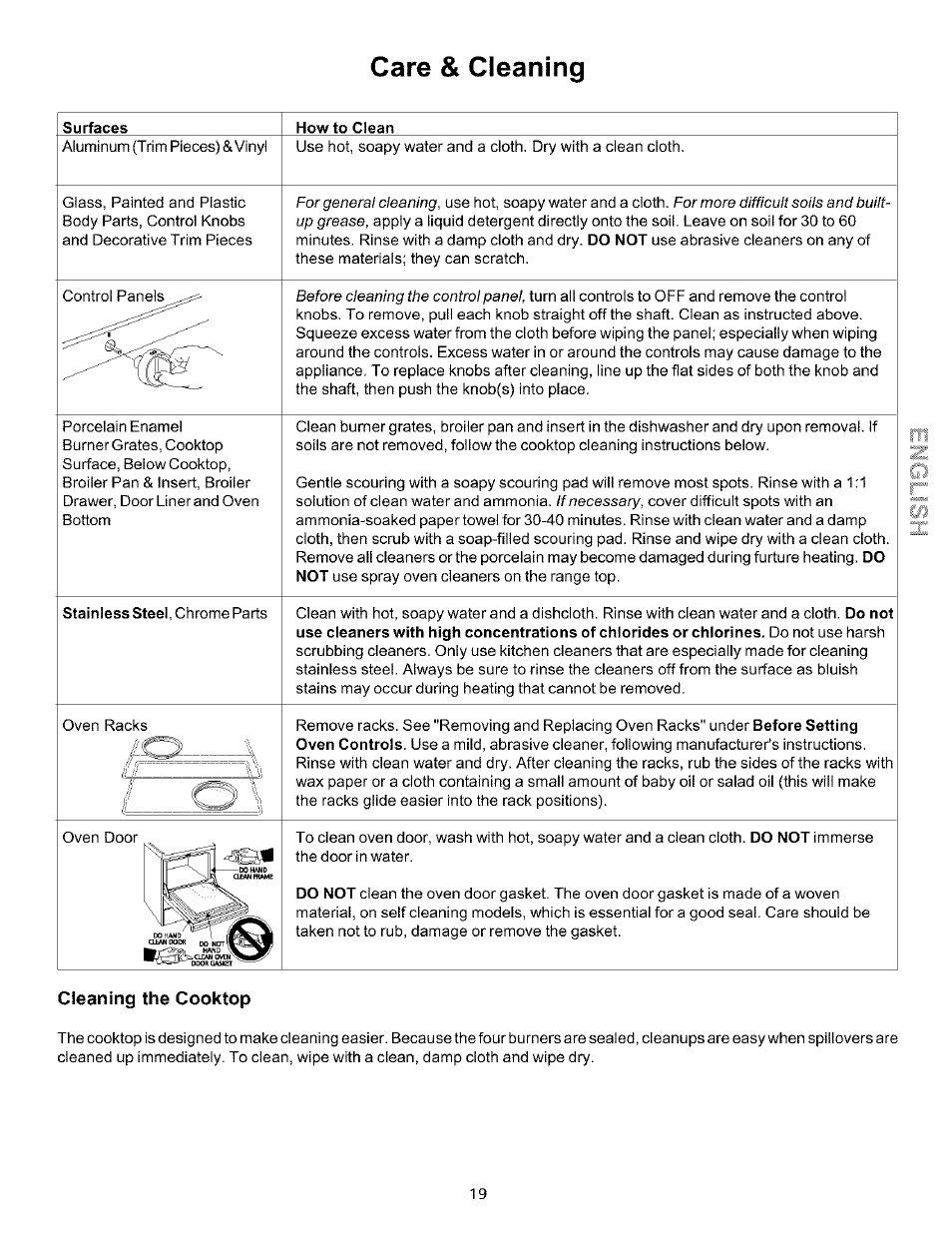 Cleaning the cooktop, Care & cleaning | Kenmore 790.75604 User Manual | Page 19 / 24