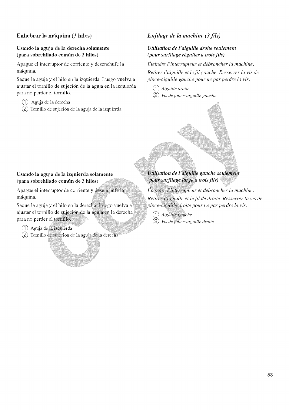 La aguja, Solamente, De 3 | Enhebrar la máquina (3, De la maehine (3 | Kenmore 385.16677 User Manual | Page 64 / 90