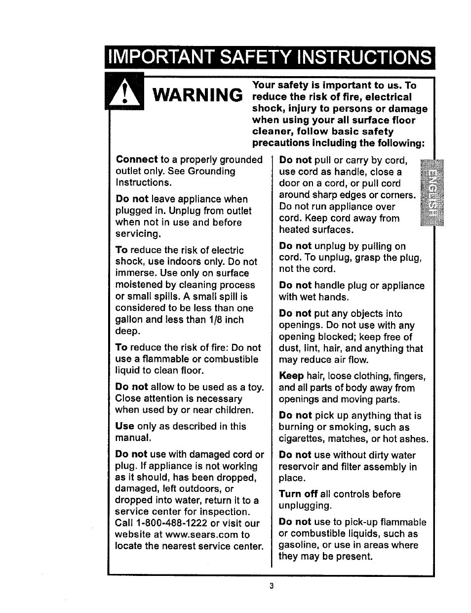 Important safety instructions, Important safety instructions -4, Warning | Kenmore 114.85925 User Manual | Page 3 / 17