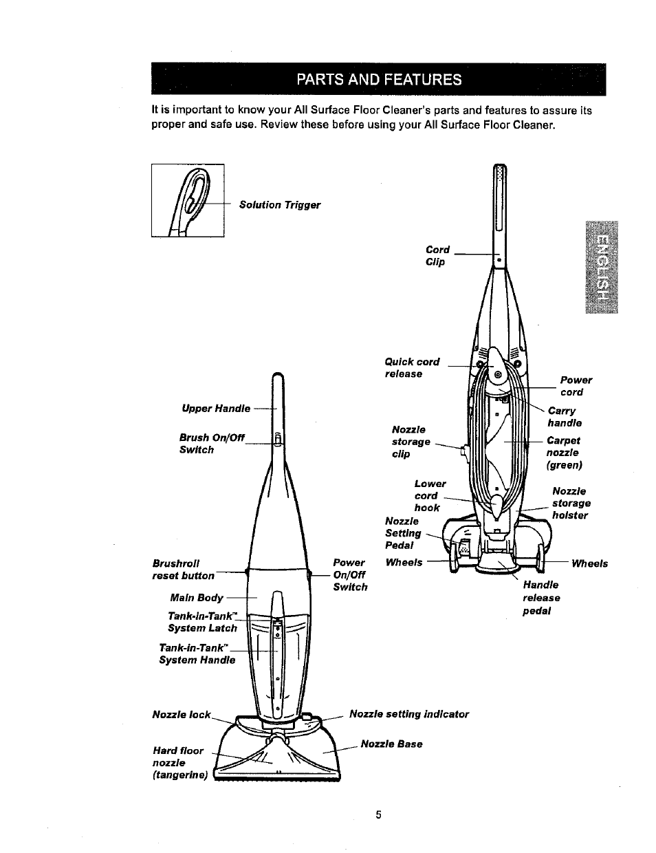 Parts and features | Kenmore 114.85925 User Manual | Page 5 / 17