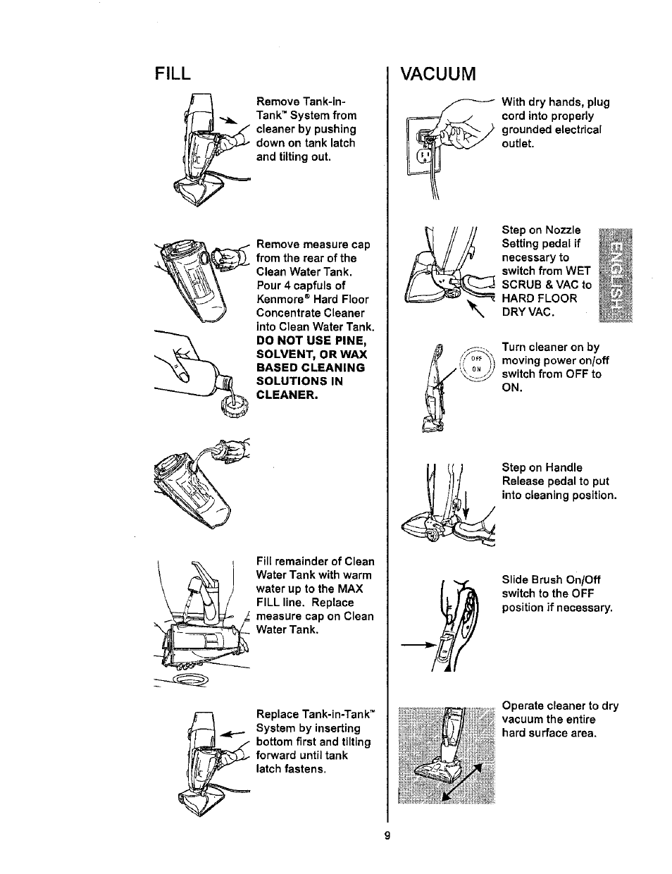 Fill, Vacuum | Kenmore 114.85925 User Manual | Page 9 / 17