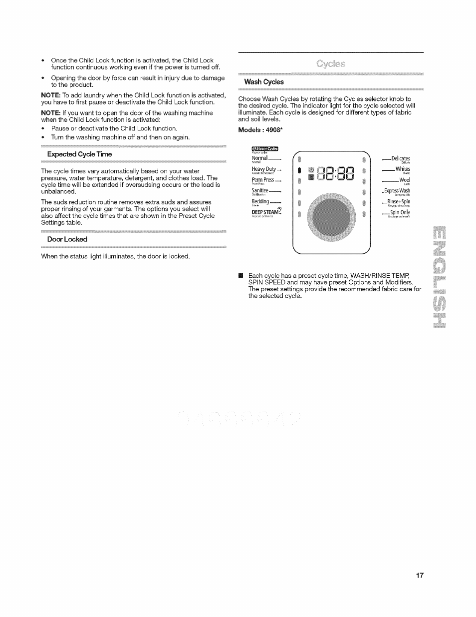 Expected cycle time | Kenmore 4908 User Manual | Page 17 / 30