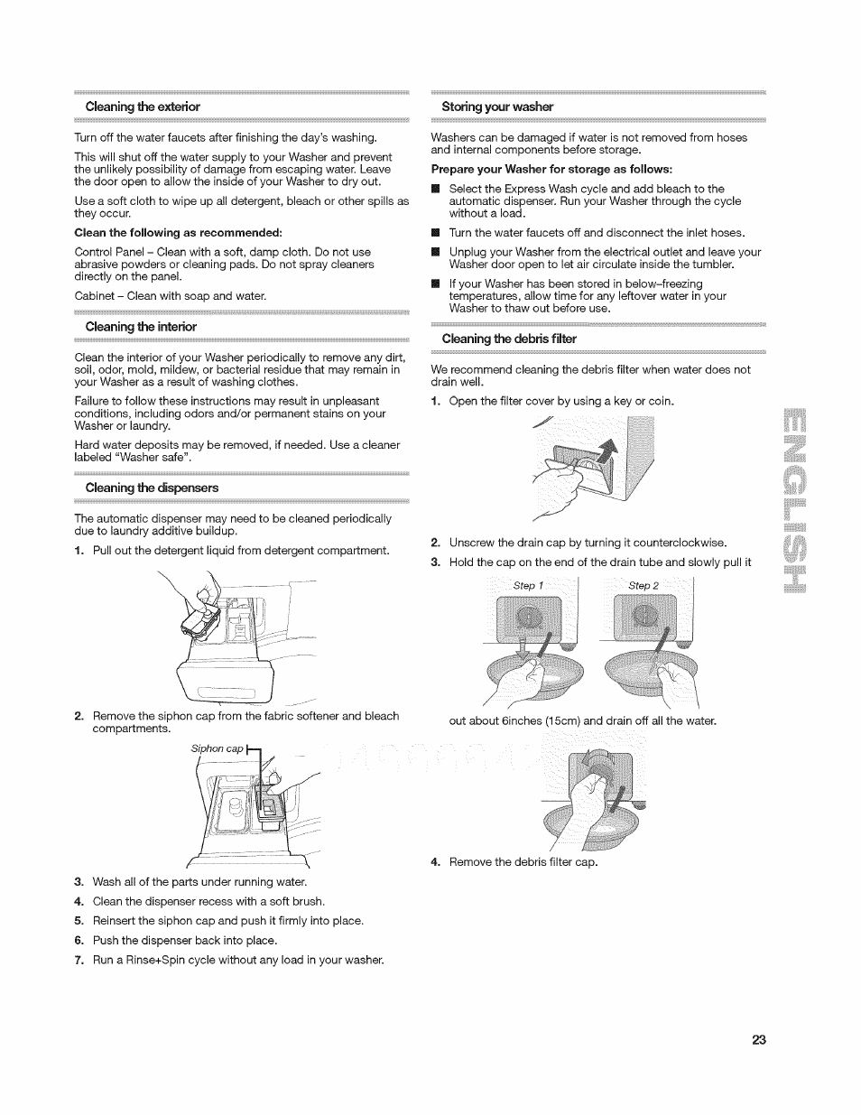 Cleaning the interior, Cleaning the dispensers | Kenmore 4908 User Manual | Page 23 / 30