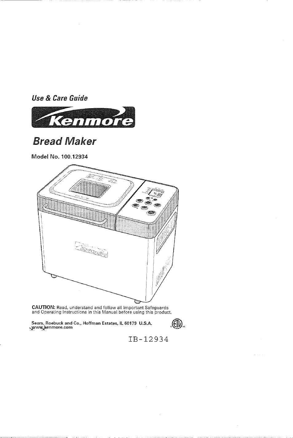 Kenmore 100.12934 User Manual | 14 pages