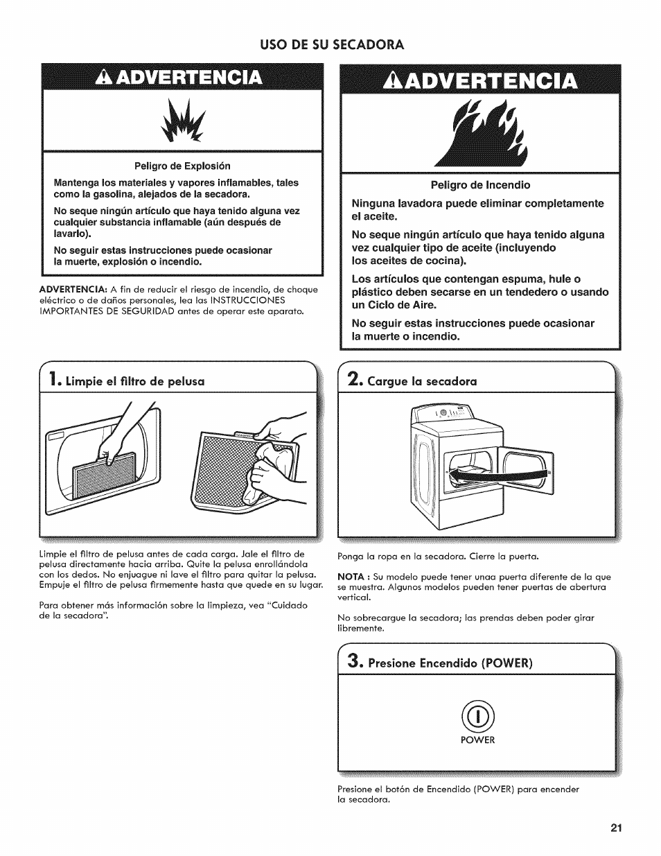 Advertencia, A advertencia | Kenmore 6800 User Manual | Page 21 / 44