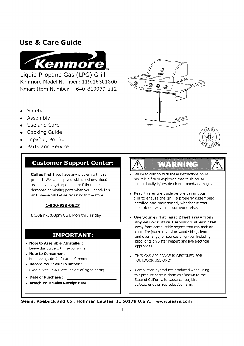 Kenmore 119.163018 User Manual | 31 pages