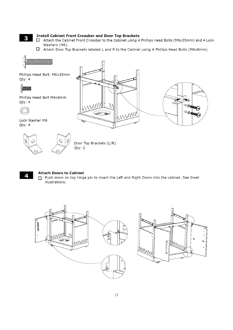 Attach doors to cabinet | Kenmore 119.163018 User Manual | Page 11 / 31