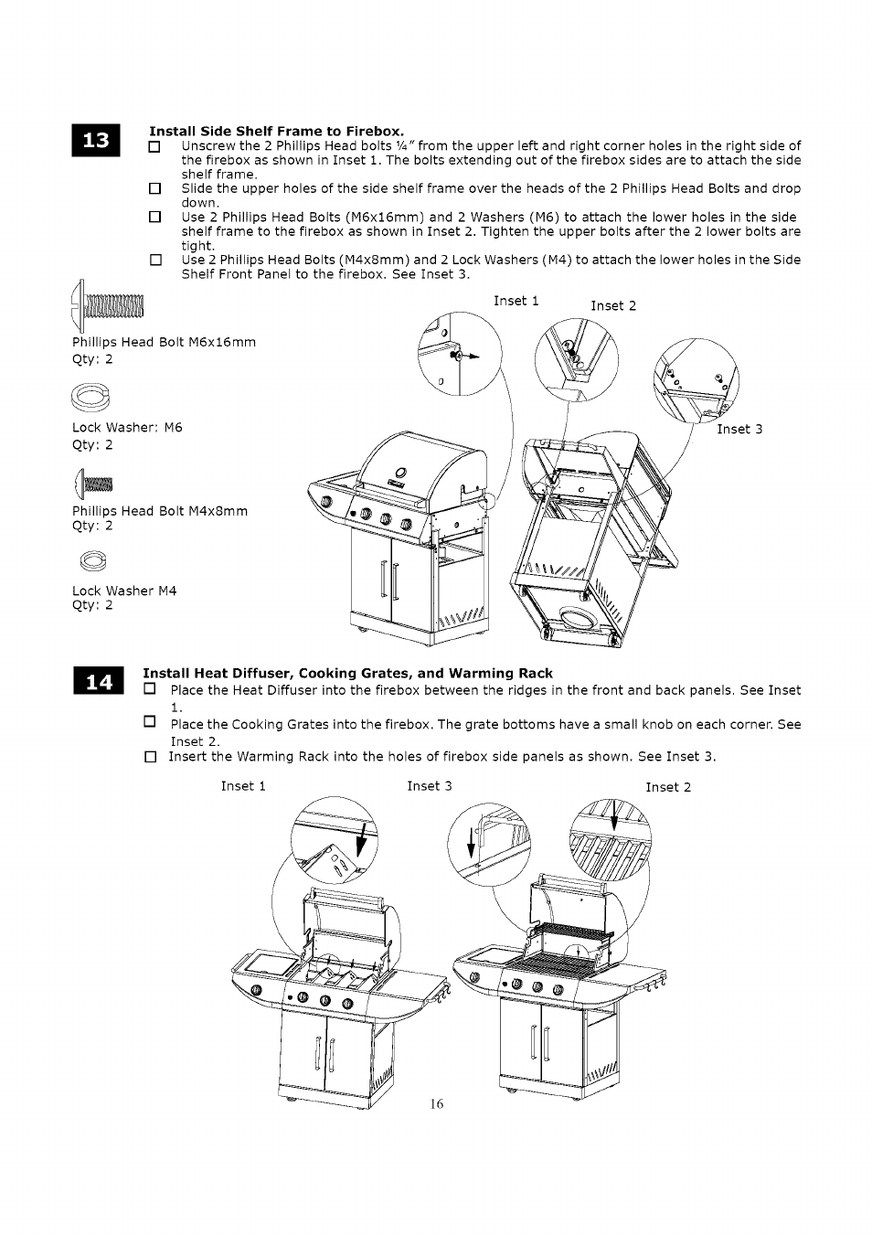 Install side shelf frame to firebox | Kenmore 119.163018 User Manual | Page 16 / 31